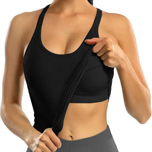 Tank Racerback Ribbed Built in Bra